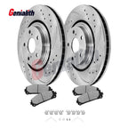 Front Drilled Slotted Disc Rotors & Brake Pads for Toyota Highlander (2008–2019)