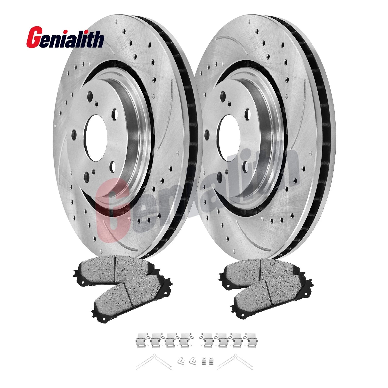Front Drilled Slotted Disc Rotors & Brake Pads for Toyota Highlander (2008–2019)