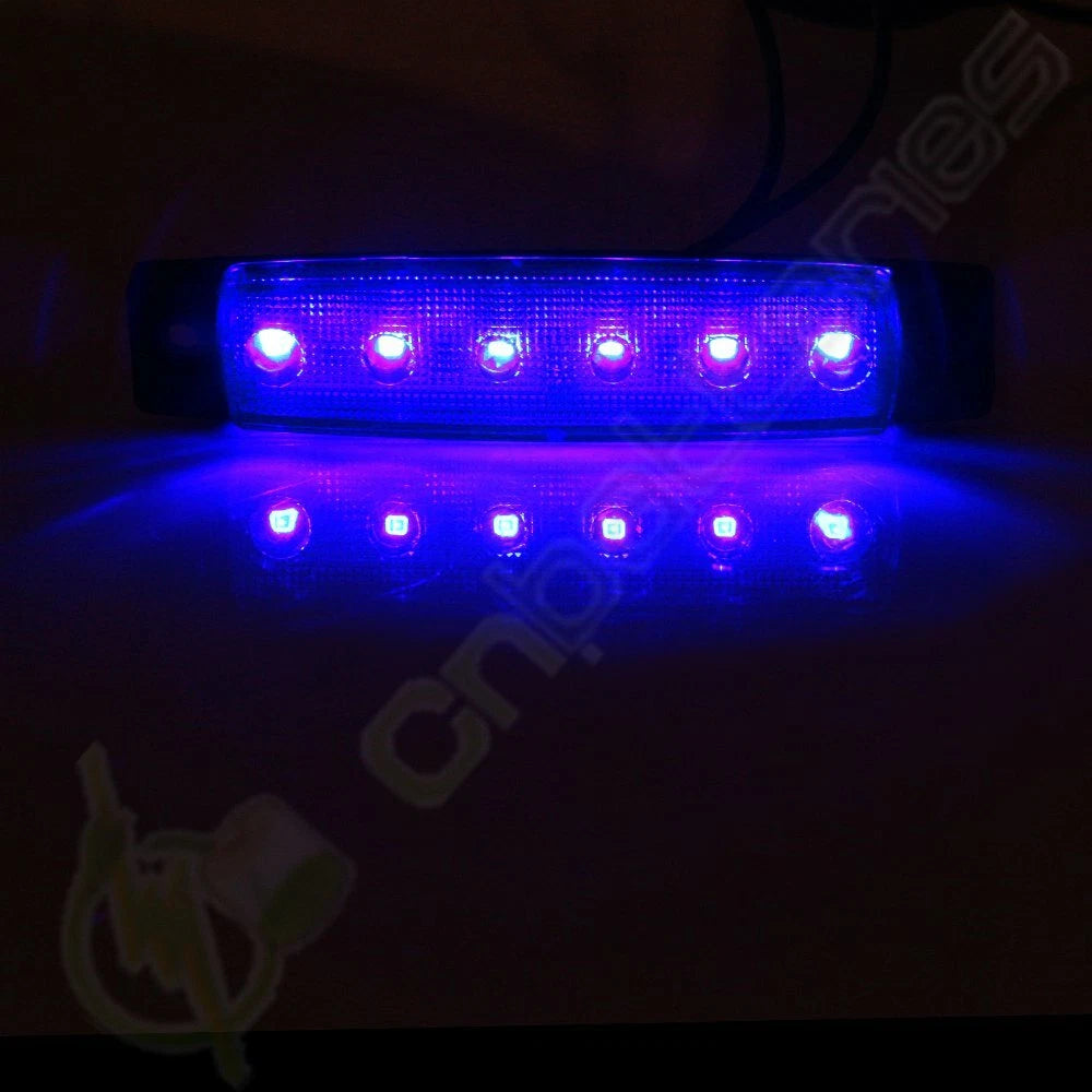 Set of 2 Sealed 12V 6 LED Side Marker Indicator Lights for Bus Van Truck