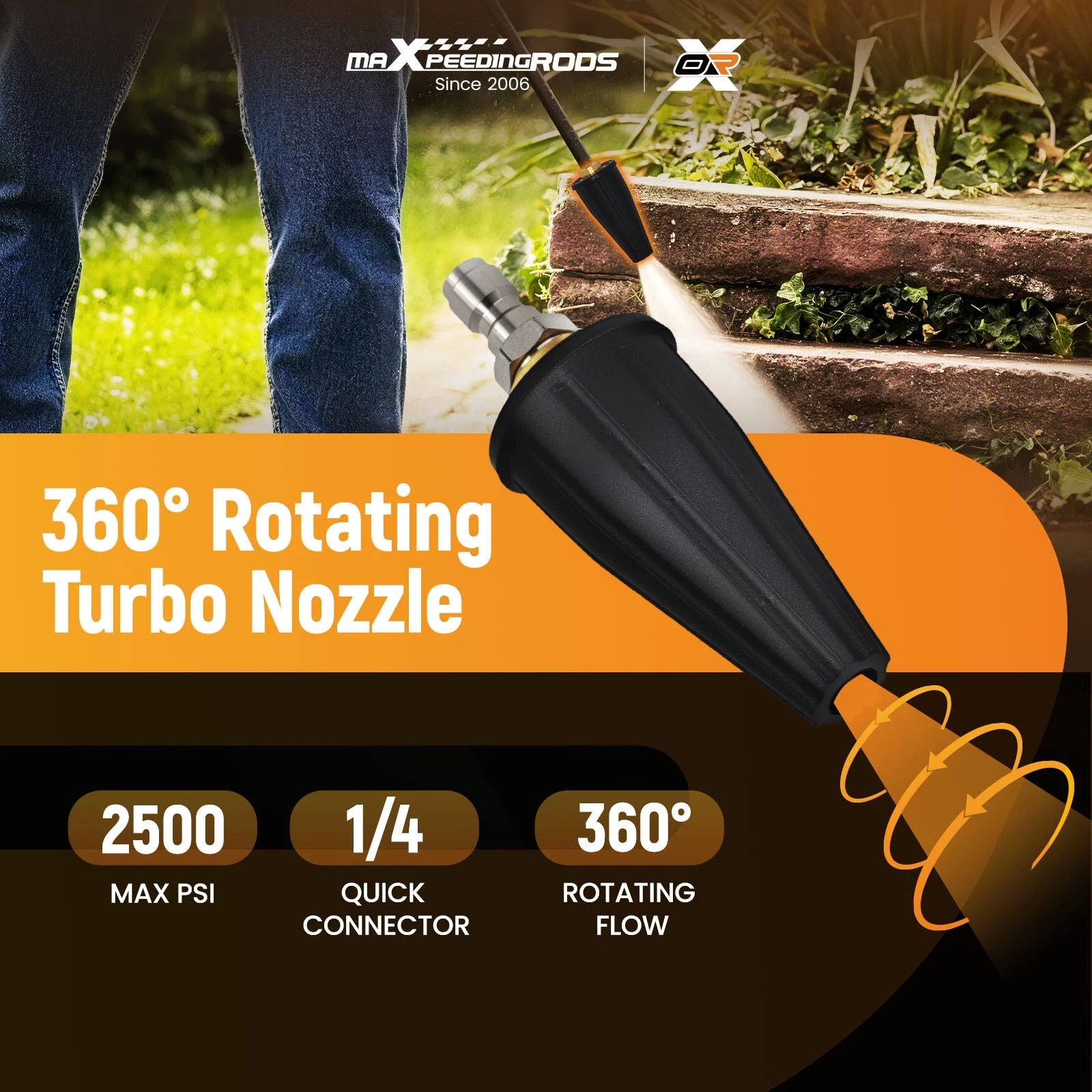Turbo Nozzle 2500PSI for 1/4 Quick-Connect Heavy-Duty Aluminum (2010–2026)