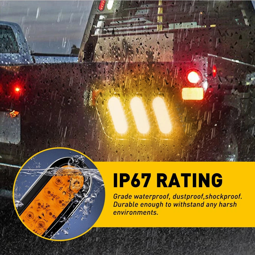 2X 6" Amber Oval 24 LED Turn Signal Lights for Truck