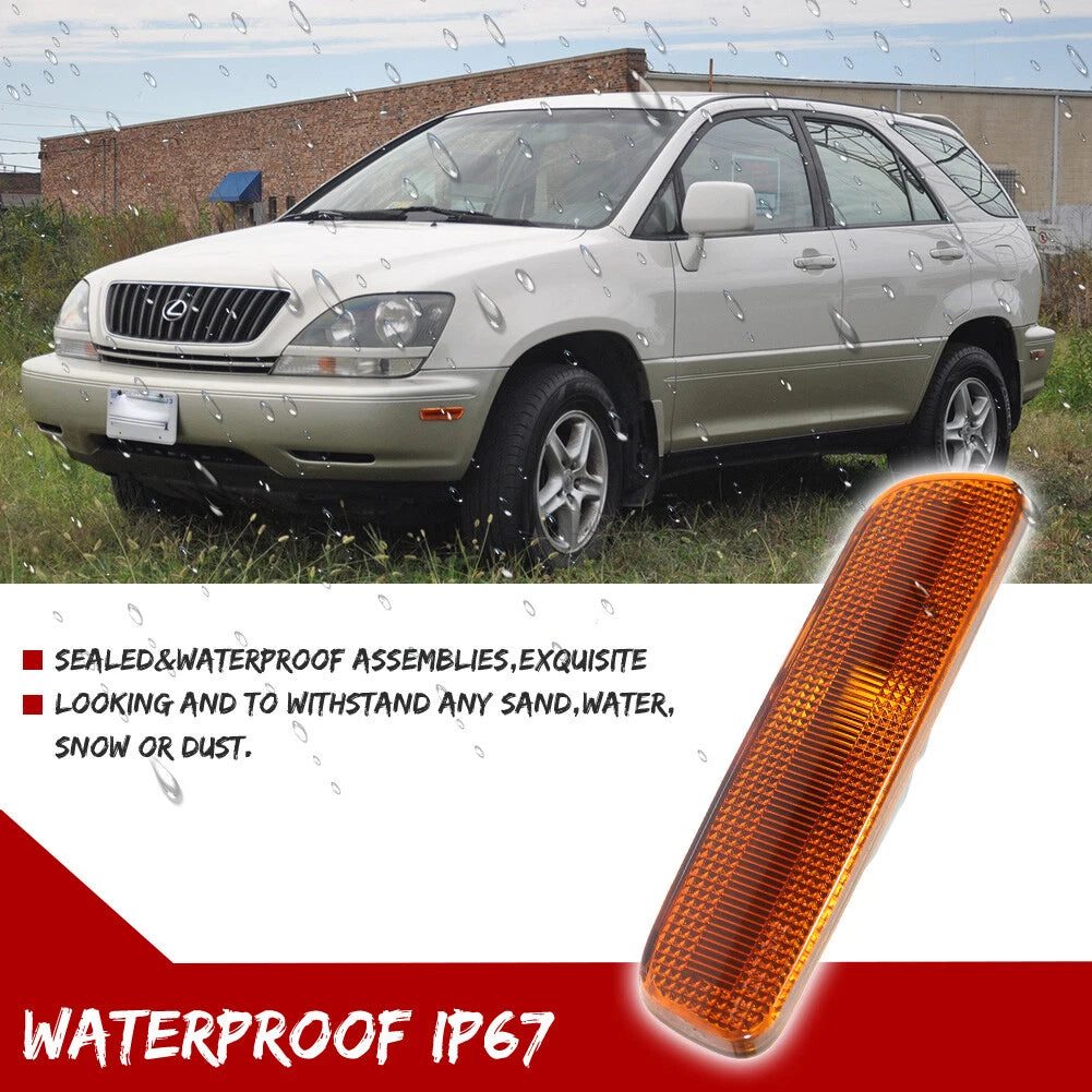 Set of 2 Front Fender Side Marker Lights for Lexus RX300 (1999–2003) Amber Lens
