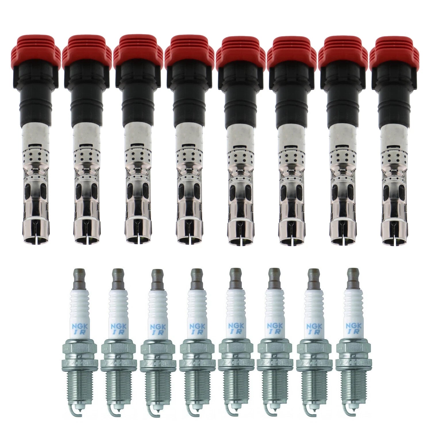 Set of 8 Ignition Coils & NGK Laser Iridium Spark Plugs for S4 XJR Touareg V8