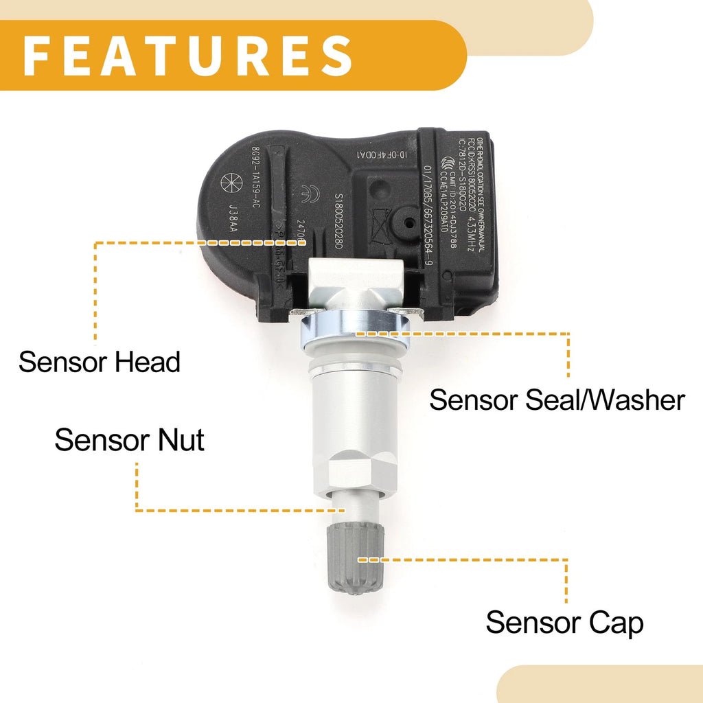 TPMS Tire Pressure Sensor for Ford S-Max (2006–2015) No.8G921A159AC 433MHz