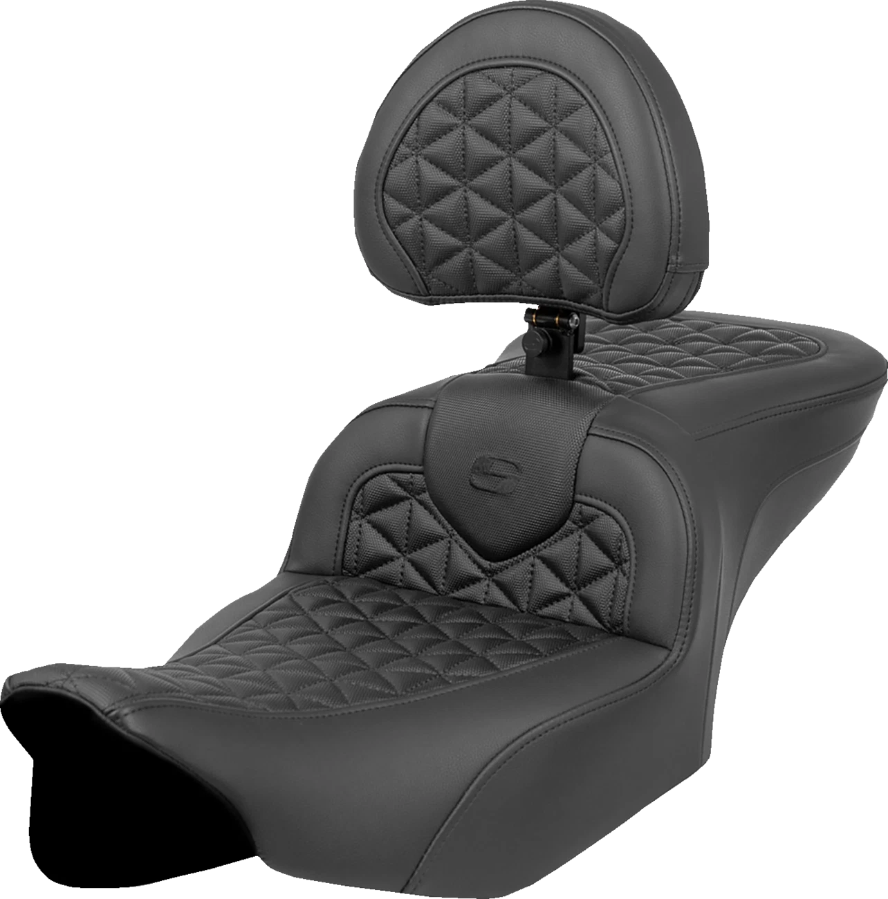 SADDLEMEN RoadSofa Tri Gripper Seat for FLH/FLT (Standard Reach, w/ Backrest)