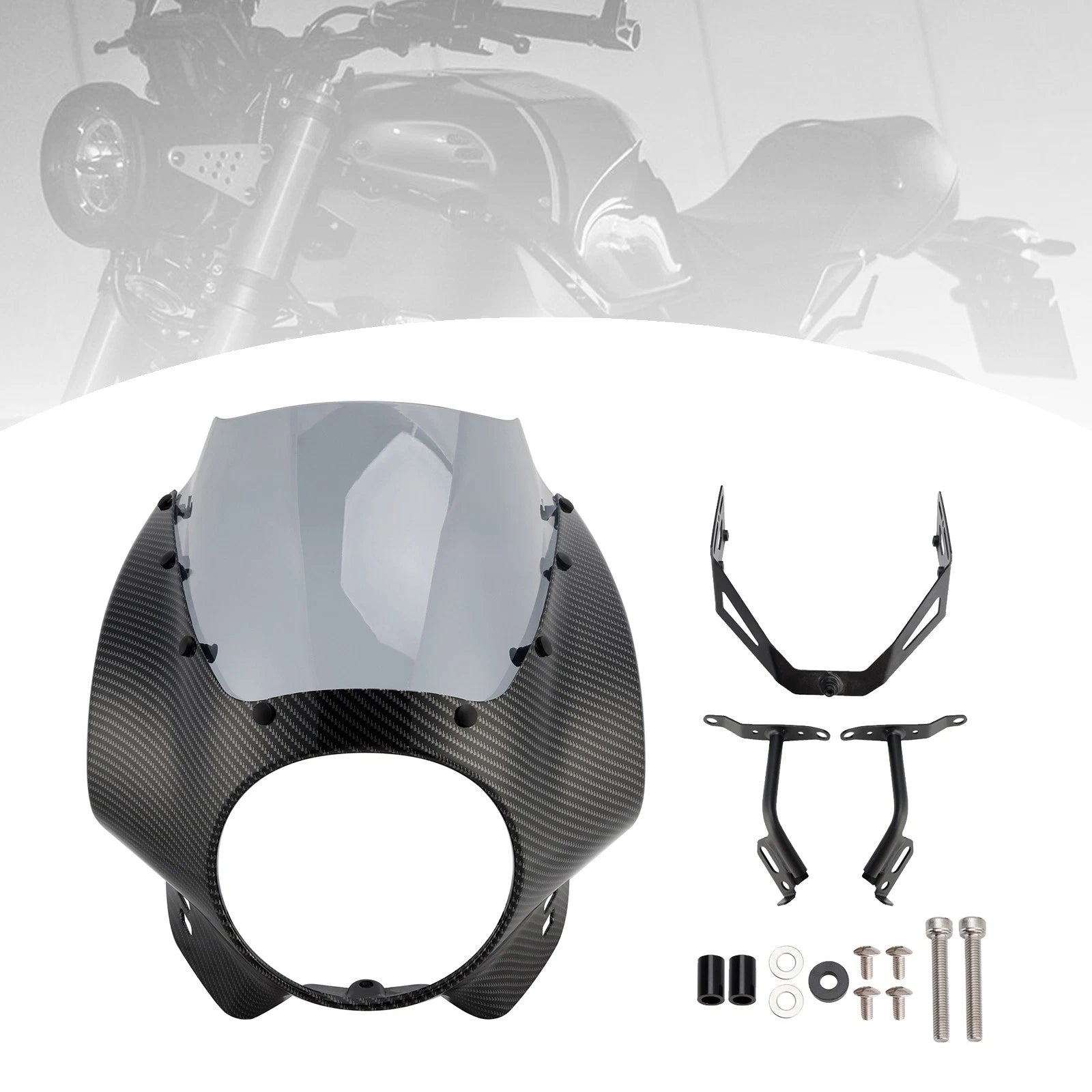 Headlight Fairing Windshield for XSR900 (2022–2025) Simulated Carbon Gray