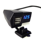 Dual USB Charger Power Adapter with Voltmeter for Motorcycle (12V)