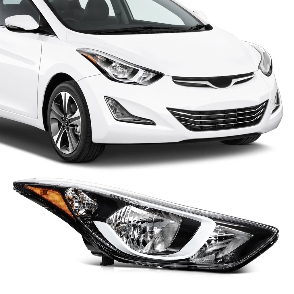Passenger Side Black Amber Headlight for Hyundai Elantra (2014–2016)