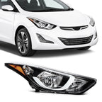 Passenger Side Black Amber Headlight for Hyundai Elantra (2014–2016)