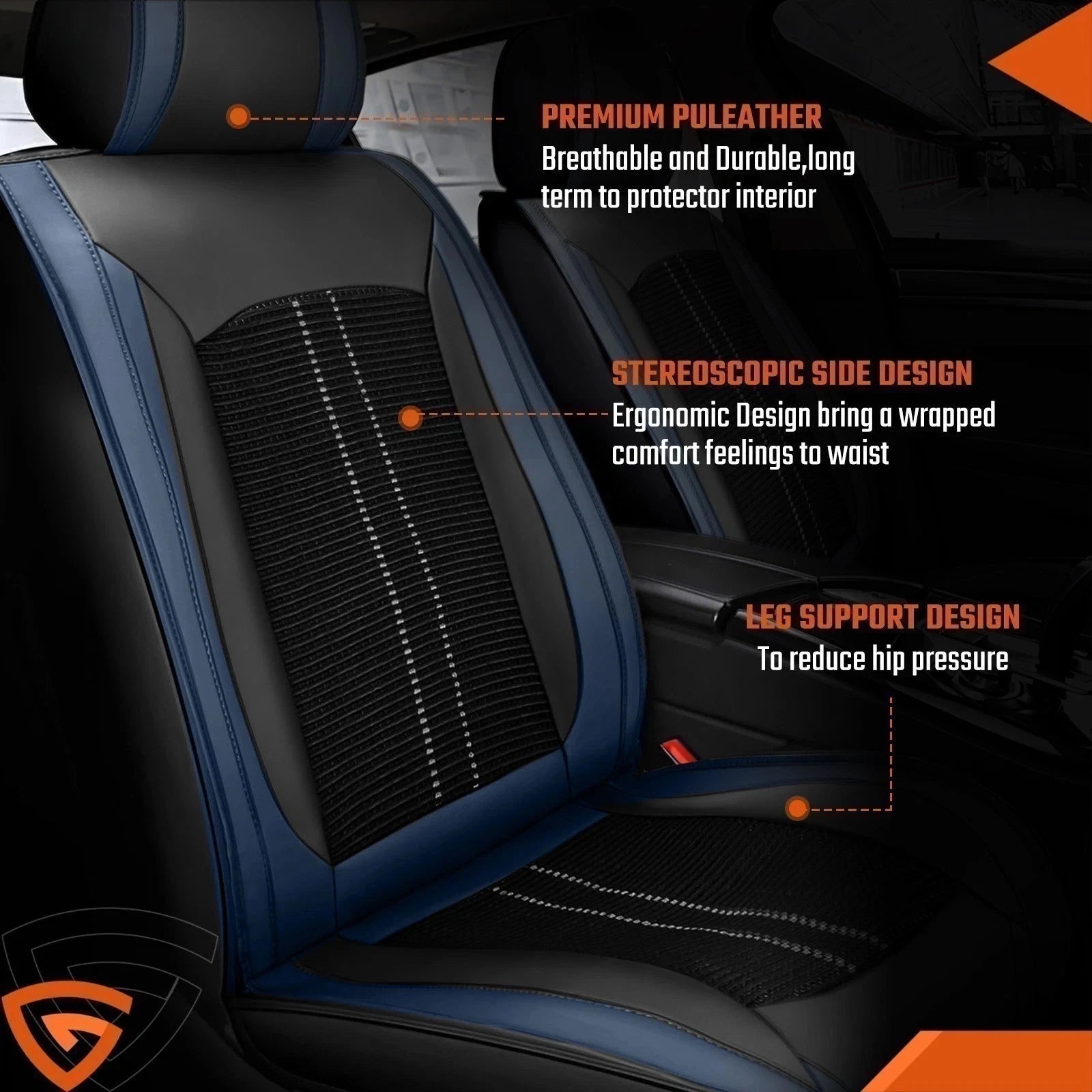 Set of 4 Leather Car Seat Covers for Toyota Tacoma (2016–2023) Blue