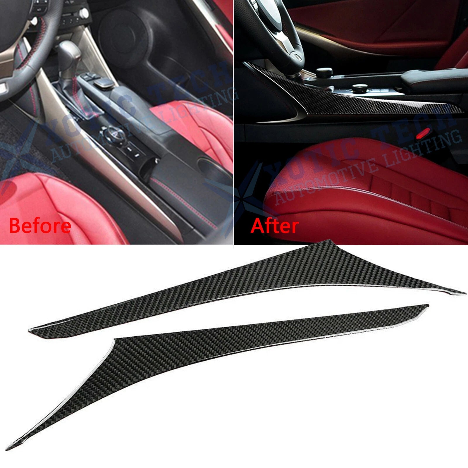 Genuine Carbon Fiber Gear Shift Box Side Trim for Lexus IS 300/350 (2014–2020)