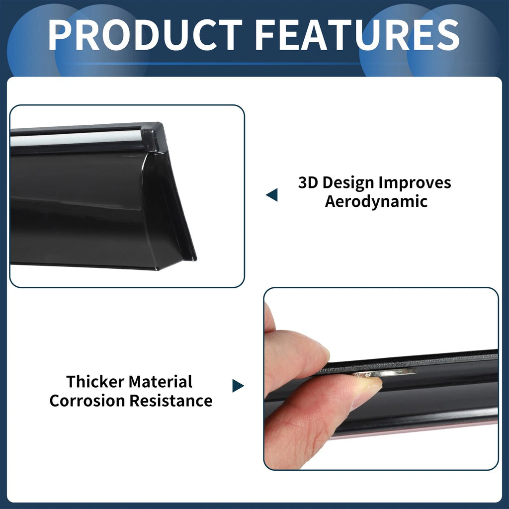 Set of 4 Window Deflectors for Toyota Sienna (2021) - Black Vent Visors