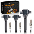 Set of 3 Ignition Coils + 3 Spark Plugs for Mitsubishi Mirage L3 (2014–2015)