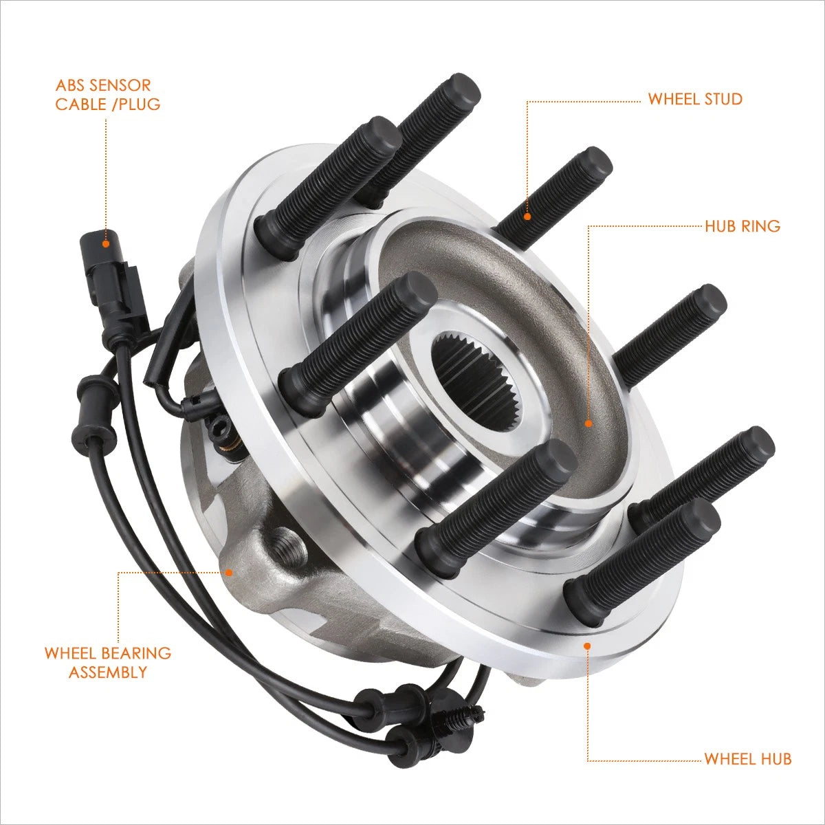 Front Wheel Hub Bearing Assembly Kit w/ ABS Sensor for Dodge Ram 2500 3500 (2009–2011)