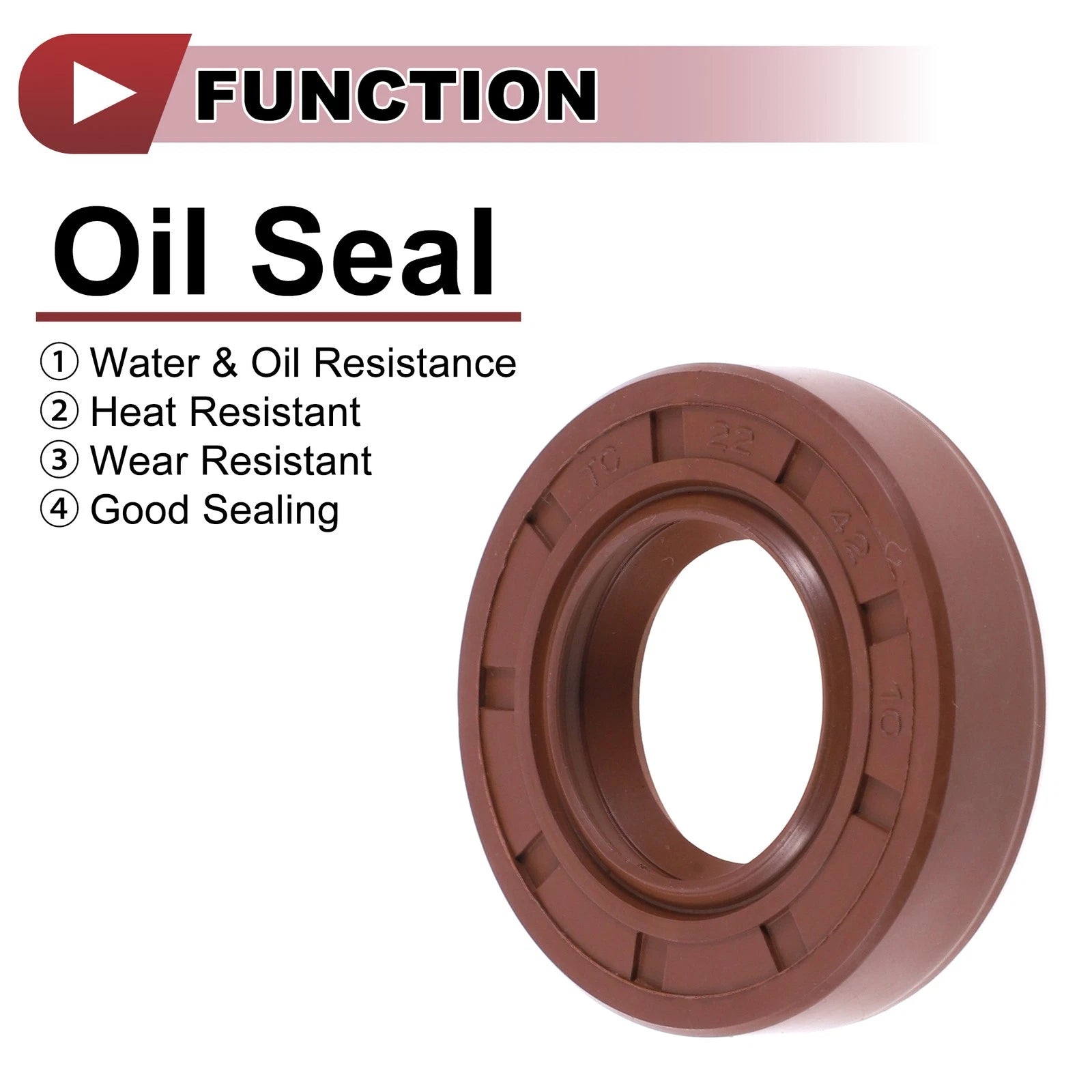 2X Oil Seal Rotary Shaft Seal FKM Rubber 22x42x10mm for Various Models