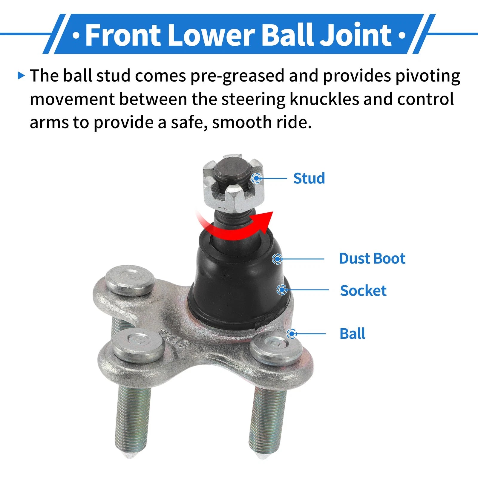 2 Pcs Front Lower Ball Joints for Honda Accord (2017–2022) No.K100424