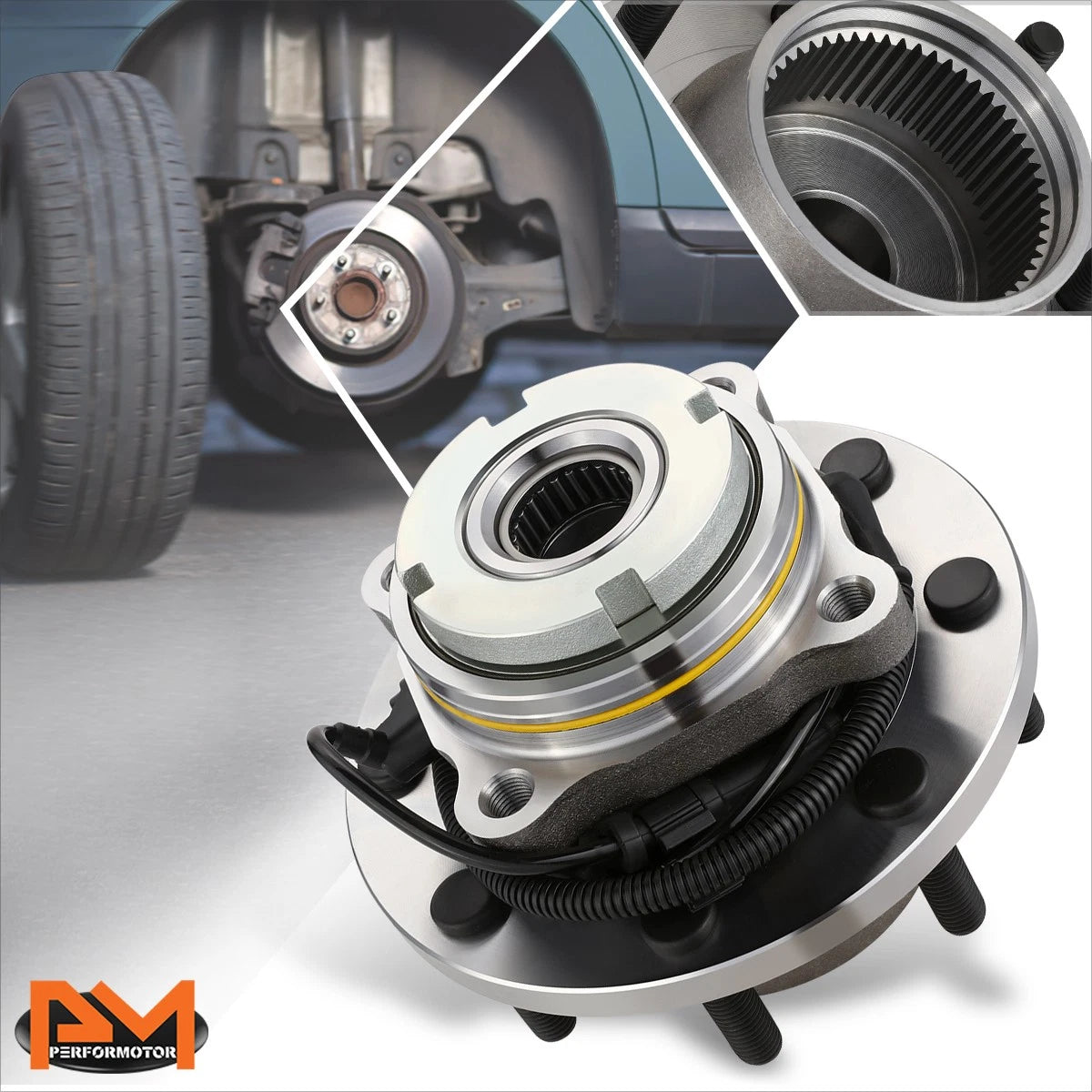 Front Wheel Hub Bearing Assembly w/ ABS Sensor for Ford F250-F550 SD (1999–2004)
