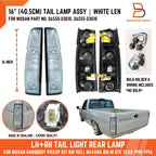 White Lens Tail Light Rear Lamp for Nissan Navara D21 (1990-1996)