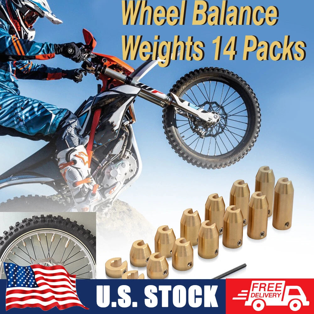 14 Pack Brass Wheel Spoke Balance Weights Refill Kit & Wrench Universal