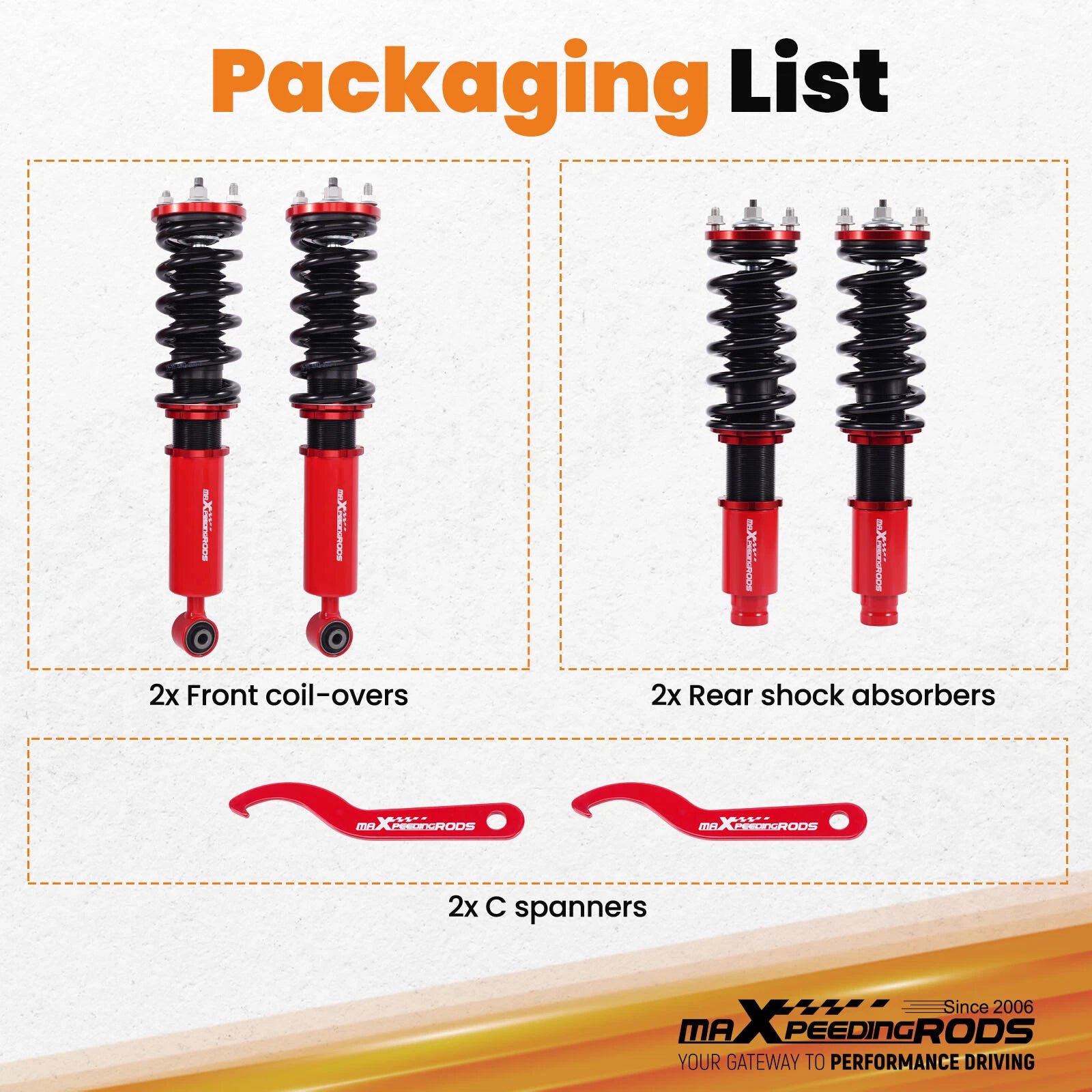 Coilovers Kit for Honda CR-V (1996–2001) Adjustable Height Shock Absorber