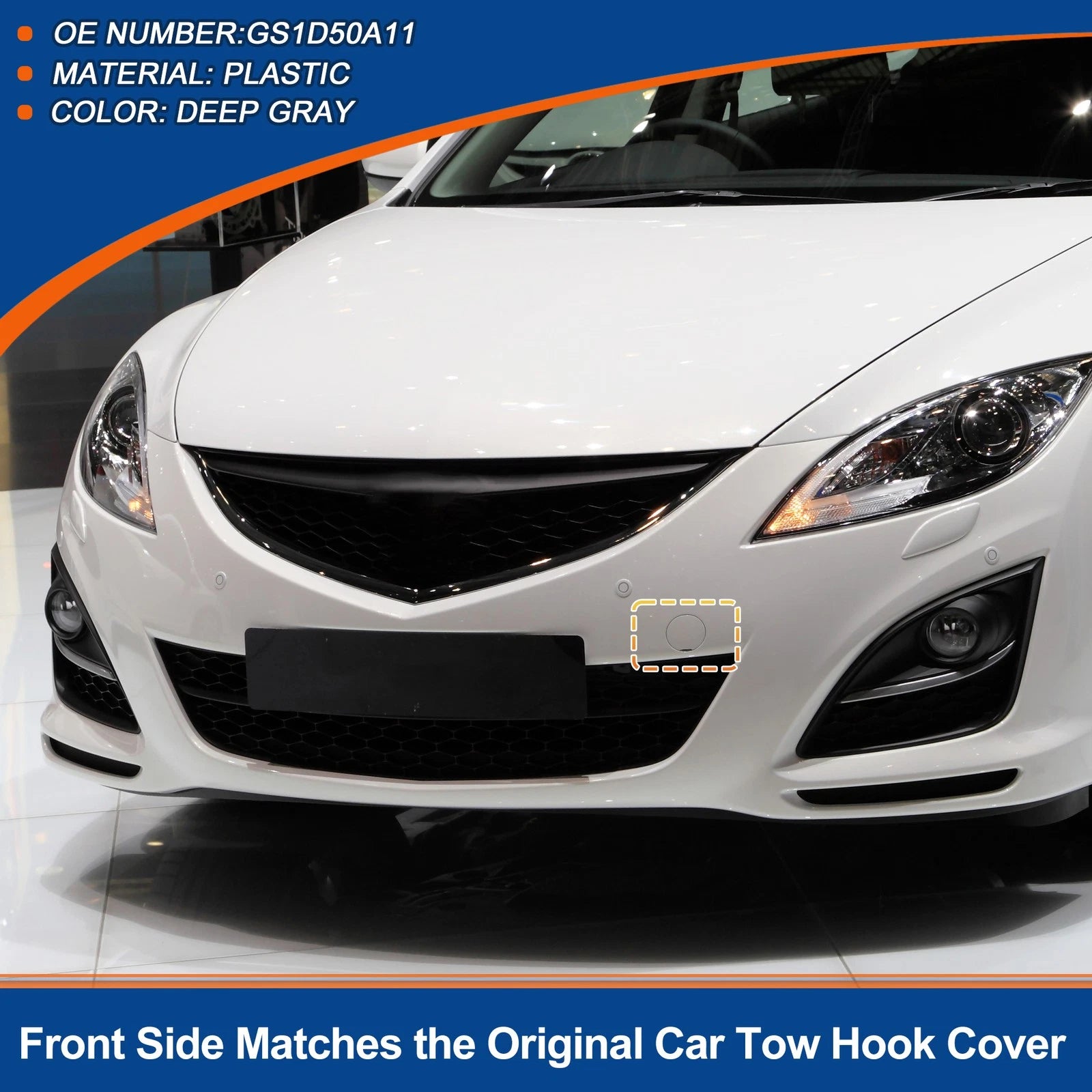 Tow Hook Cover for Mazda 6 (2008–2012) No.GS1D50A11 Deep Gray