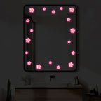 Glow in Dark Floral Decal for Bathroom Wall Mirror (20x15cm, Pink)