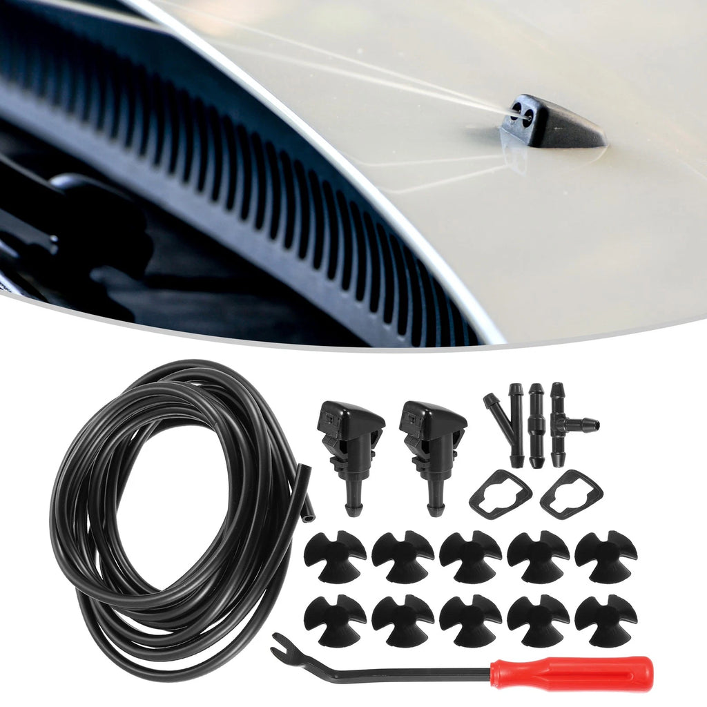 Set of 2 Front Windshield Washer Nozzle Kit for Dodge RAM (with 5M Hose)