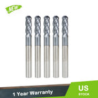 Set of 5 Carbide End Mills 1/4" 4 Flute Ball Nose