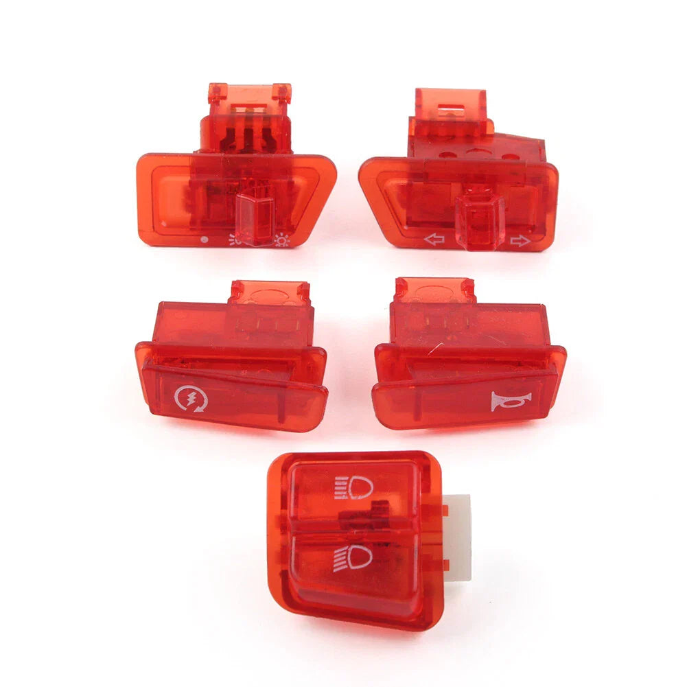 5Pcs Red Turn Signal Headlight Ignition Horn Switch Caps for GY6 50-150cc