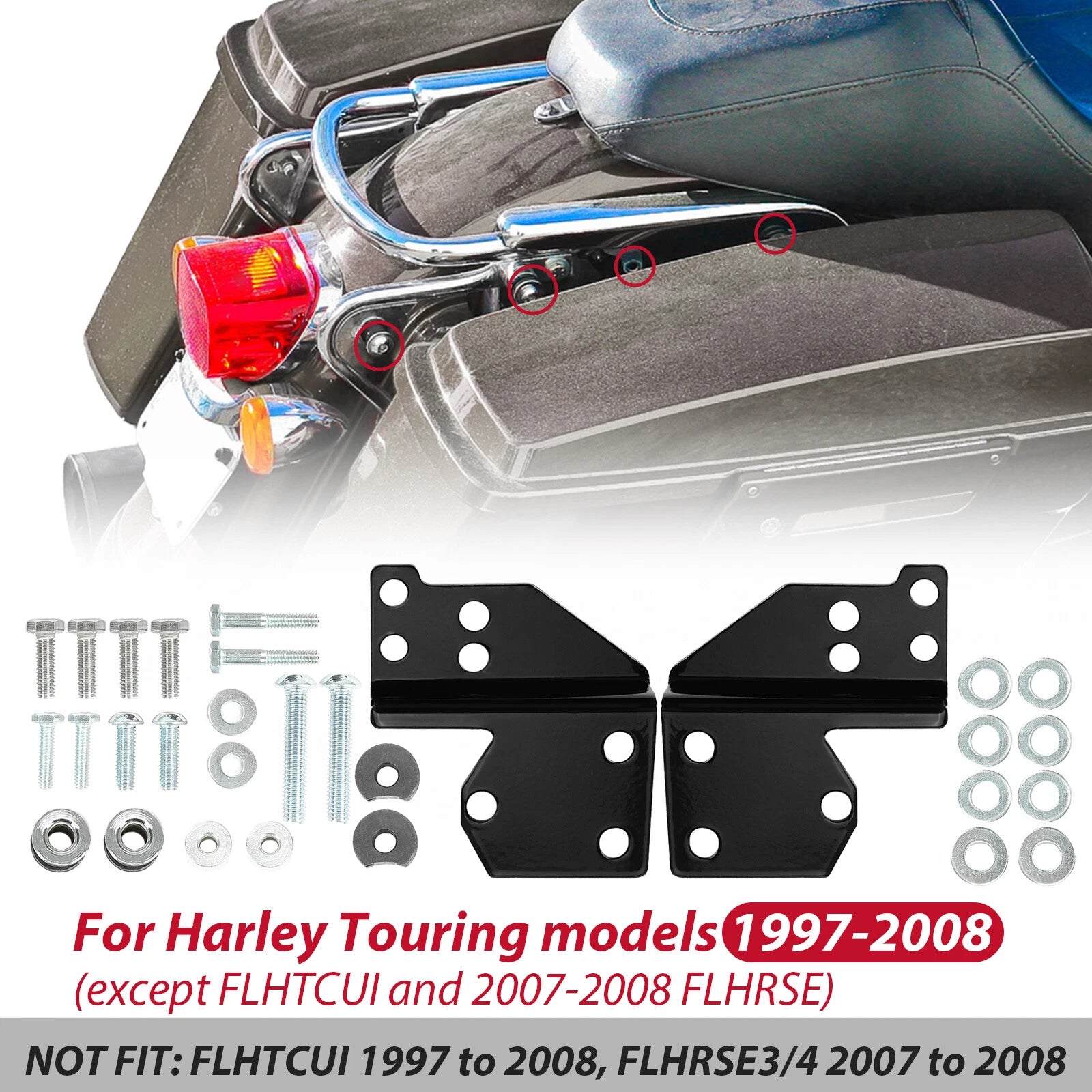 Sissy Bar Backrest Docking Hardware Kit for Harley Touring (1997-2008)