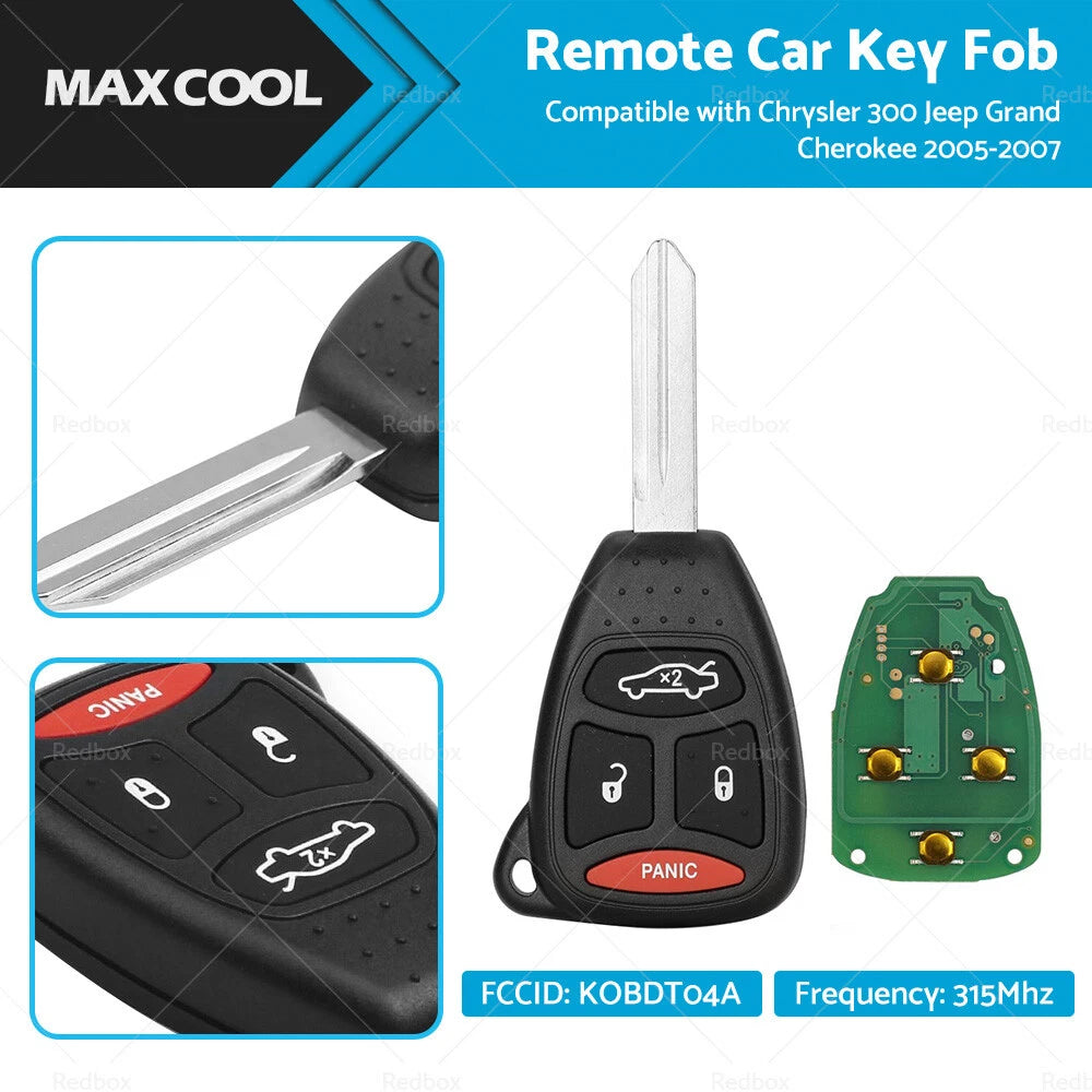Remote Car Key Fob KOBDT04A for Chrysler 300 Jeep Grand Cherokee (2005–2007)