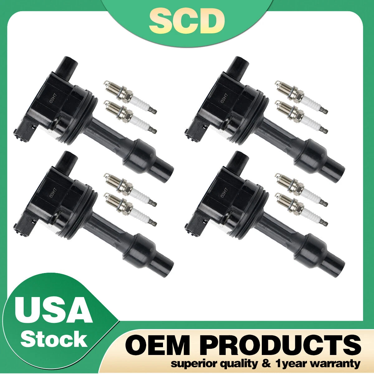 Set of 4 Ignition Coils & 8 Spark Plugs for Volvo S40 V40 (2000–2004) UF365 1275602