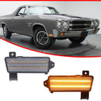 Clear Lens Amber LED Front Side Marker Lights for Chevy Chevelle El Camino