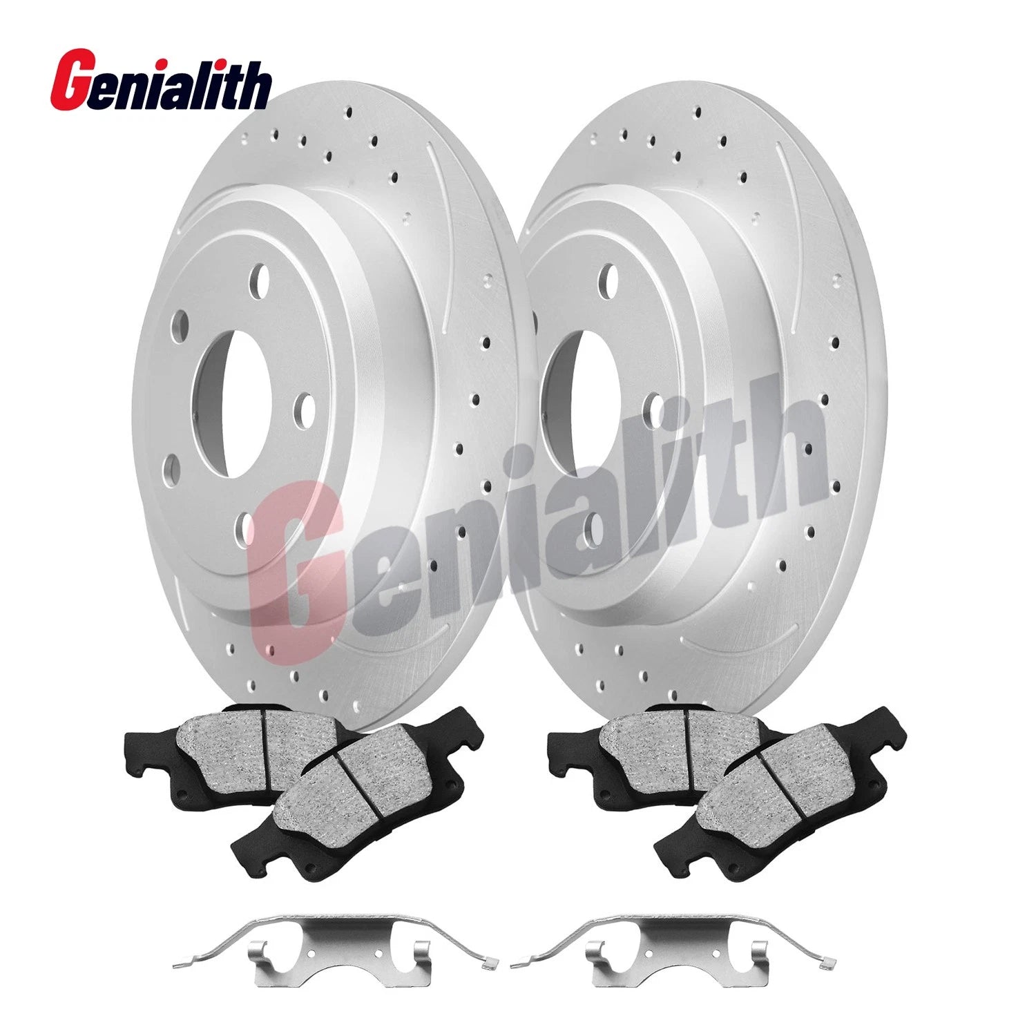 Rear Drilled Rotors & Brake Pads Kit for Dodge Durango, Grand Cherokee (2011–2018)