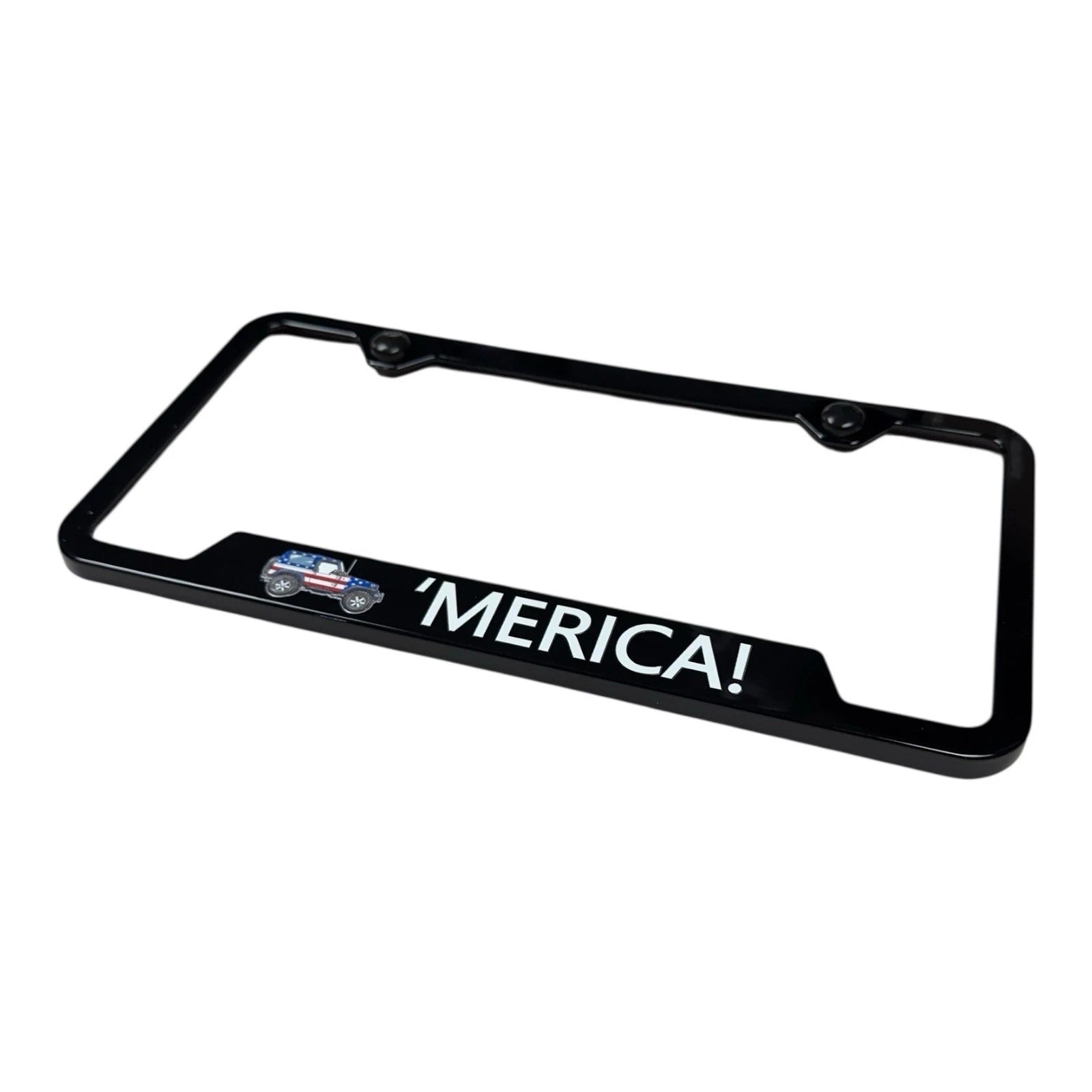 License Plate Frame Script Black Plastic Notched for Jeep Wrangler (2007–2026)