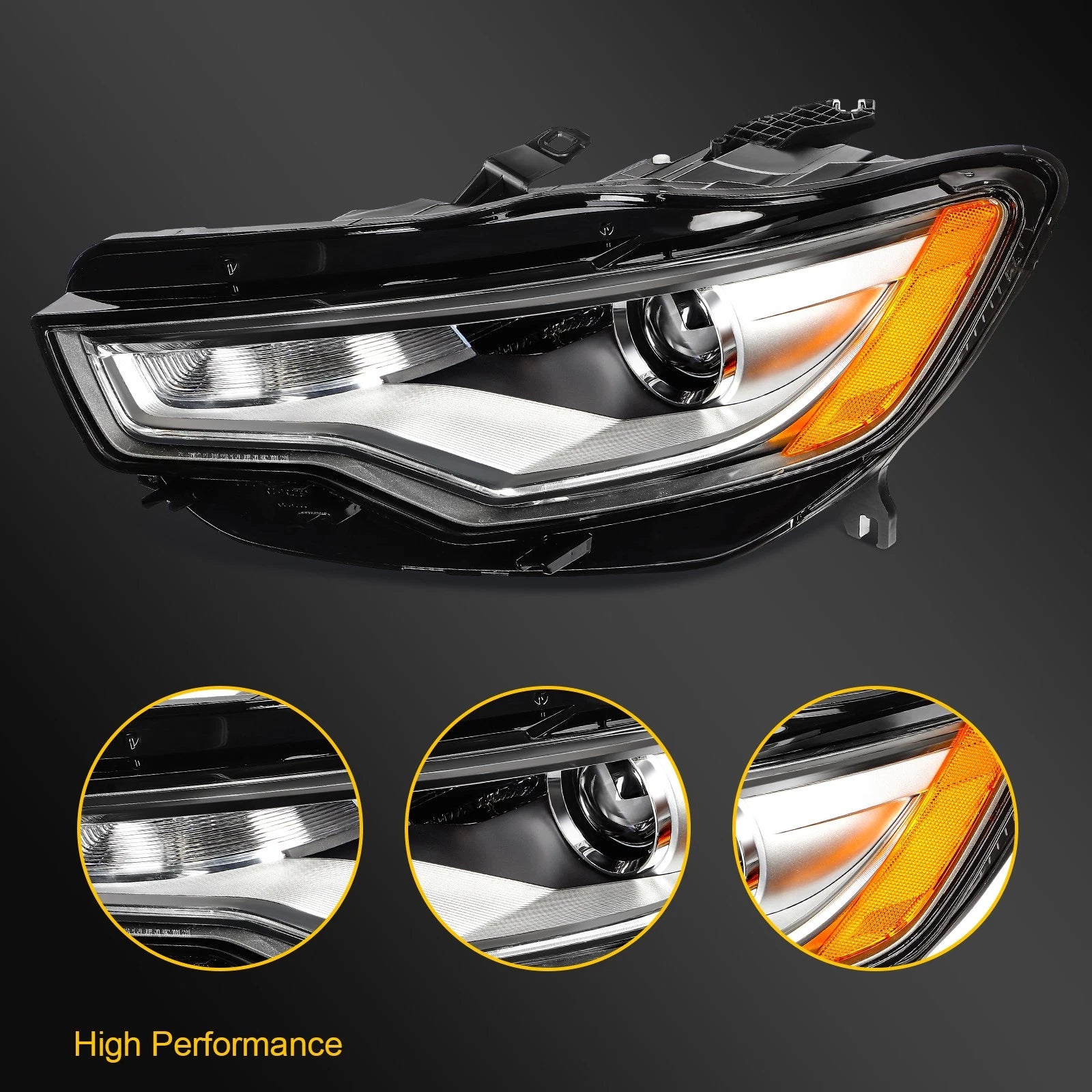 Right Headlight Assembly for Audi A6 S6 (2012–2015) HID/Xenon Projector