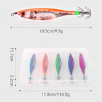 Fishing Bait Squid Lure with Fluorescent Hooks for Night Angling (5 Colors)