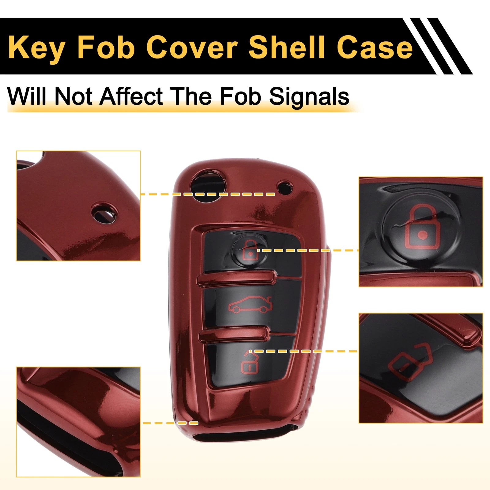Red TPU Car Key Case for Audi A1 A3 A4 (3 Buttons)