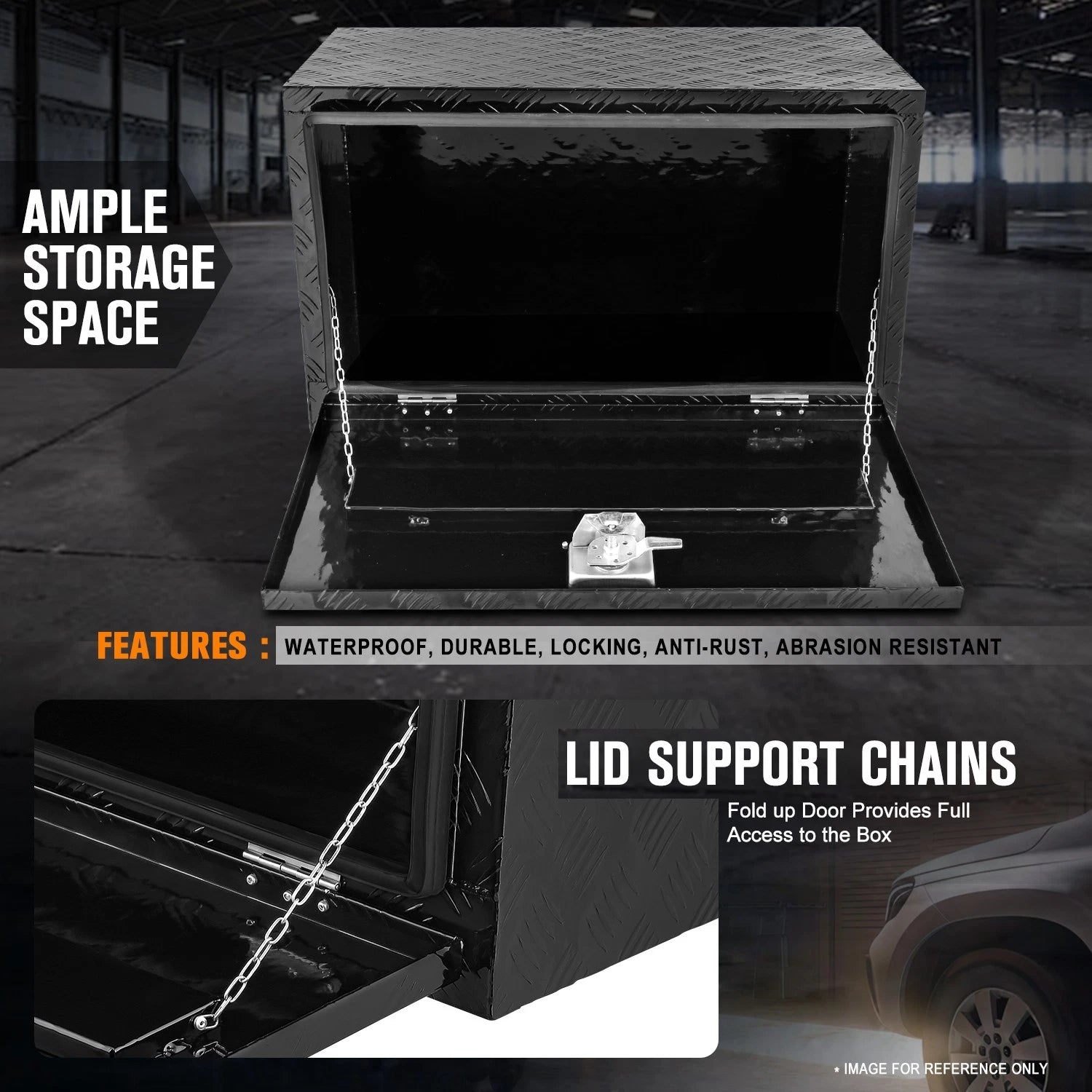 Diamond Tread Aluminum Over-Hanging Lip Tool Box for Trucks (30"x18"x17.3")