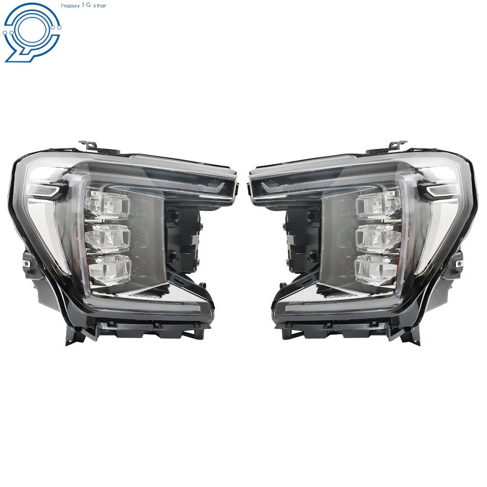 Set of 2 Black Housing LED Headlights for GMC Yukon (2021–2023)