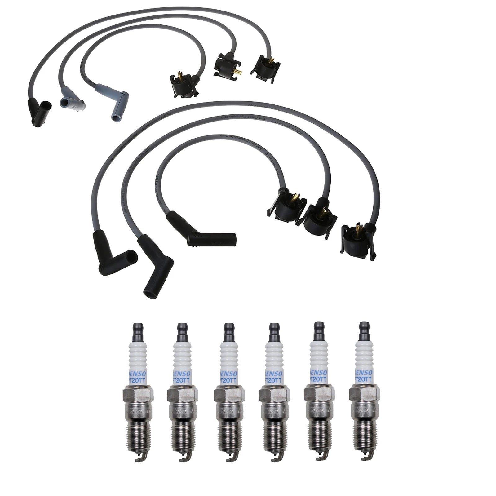 Denso 8mm Wire Set & 6 Platinum TT Spark Plugs Kit for Mazda 3.0L V6