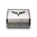Stainless Fuse Box Cover w/White Carbon Fiber Flags Inlay for 2005-2013 Corvette