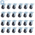 Set of 24 Rubber Swivel Caster Wheels with Top Plate for Heavy Duty Use