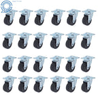 Set of 24 Rubber Swivel Caster Wheels with Top Plate for Heavy Duty Use