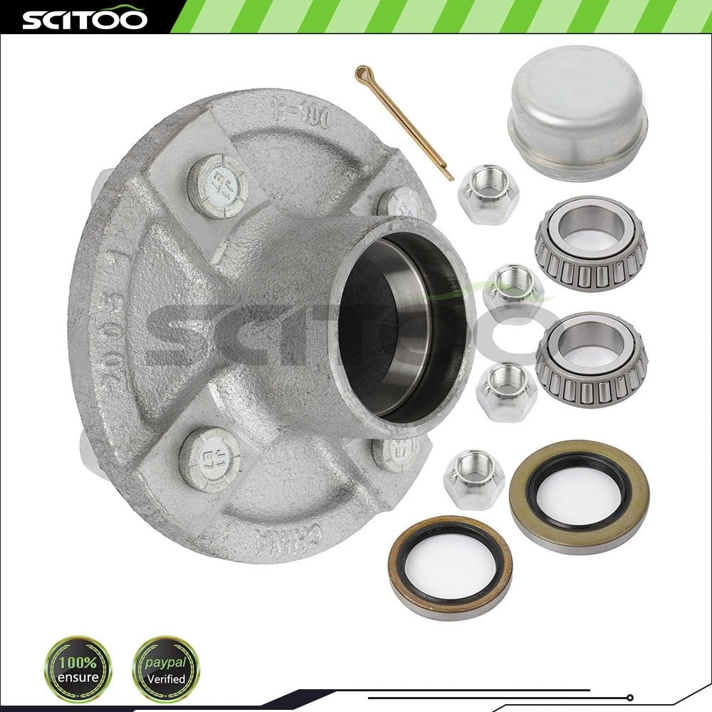 Set of 4 Galvanized Hubs & 1" X 1" Bearings for Boat Trailer (2000lb)
