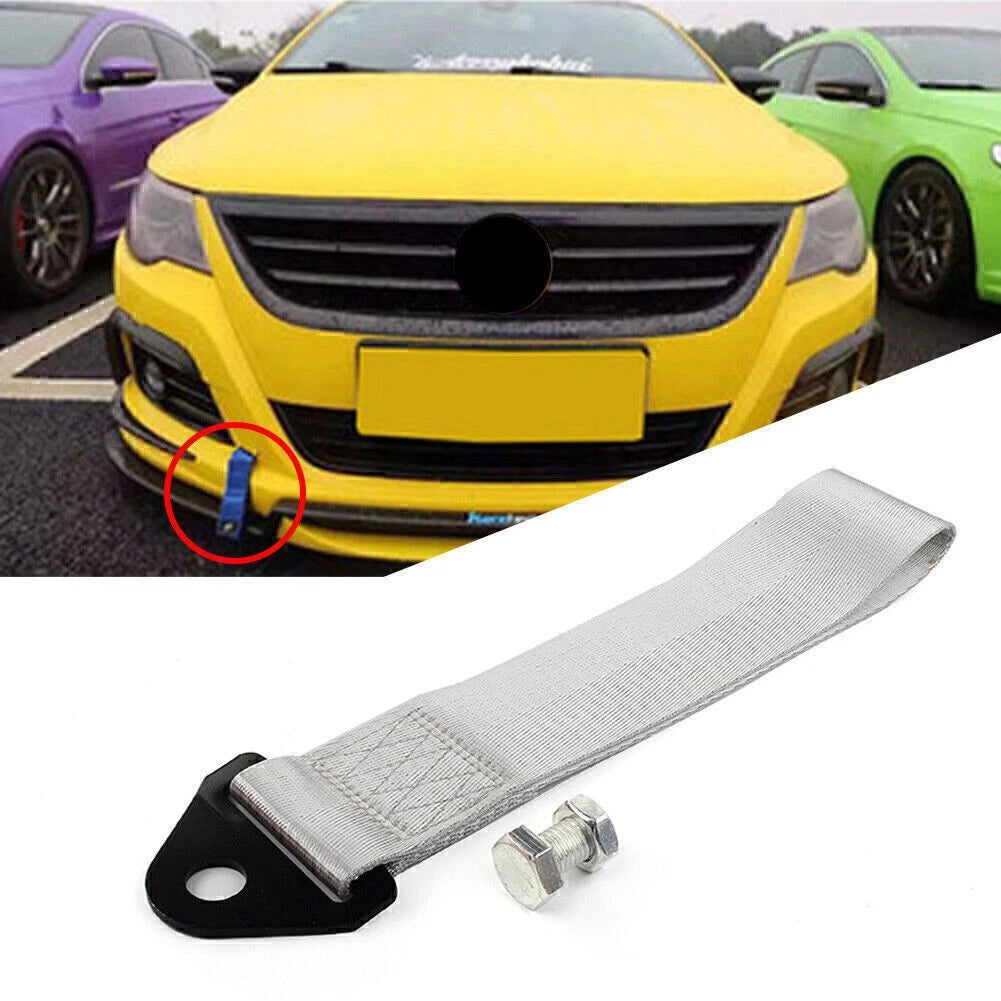 Towing Strap Belt for Universal Cars (Rally Hook, Gray)