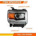 Headlight for GMC Sierra 1500 LTD 2500 3500 HD (2014–2019) Right Side