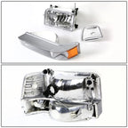 LED DRL Bumper Headlights for Ford F150/F250/F350 (1992–1996) Chrome Amber