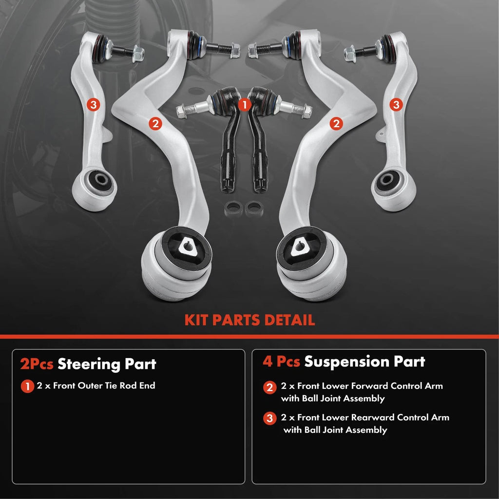 Set of 6 Front Control Arms with Ball Joints for BMW E65 E66 (2002-2008)