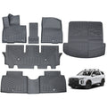Set of 3 Row Floor Mats + Back Bed Liner for 2026 Hyundai Palisade TPE Rubber